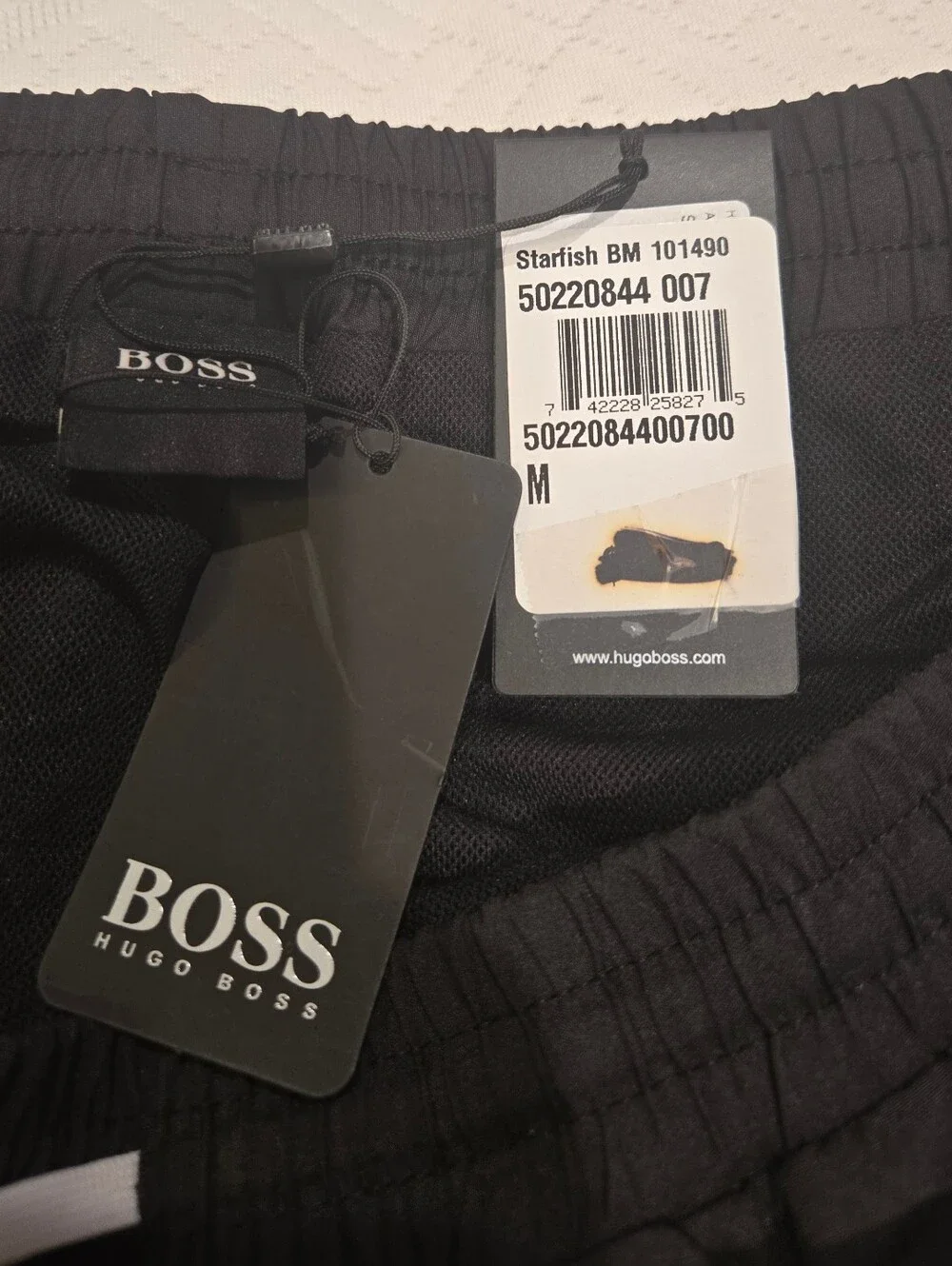BOSS Hugo Boss Starfish BM Swim Trunks Shorts Black White Trim Men's M NWT